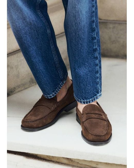 Mango Blue Split Leather Moccasin for men
