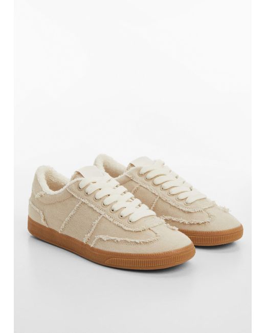 Mango White Trainers With Frayed Details