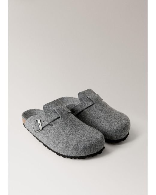 Mango Gray Felt Clog Slippers