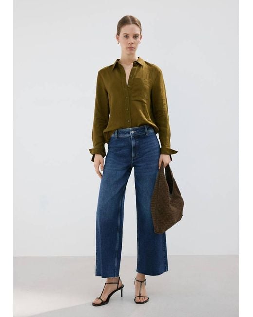 Mango Blue Catherin Culotte High-Rise Jeans
