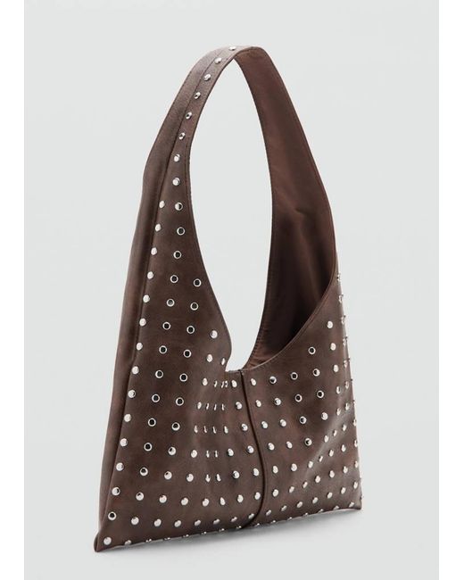 MANGO TEEN Brown Studded Shoulder Bag