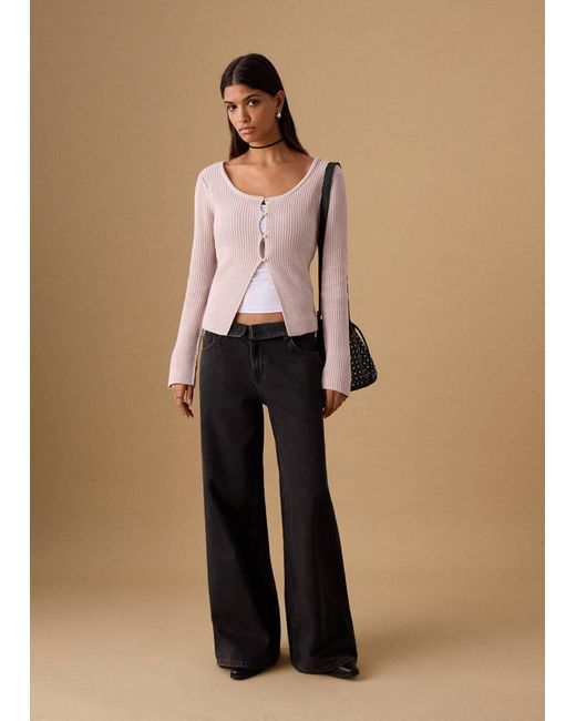 MANGO TEEN Natural Knitted Button Cardigan