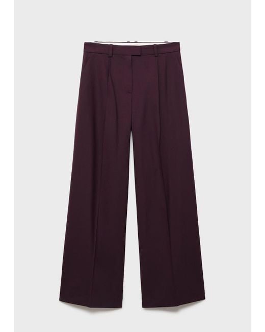 Mango Blue Straight Wool Suit Trousers