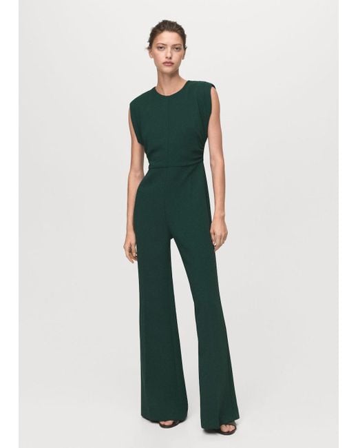 Mango Green Ruched Long Jumpsuit