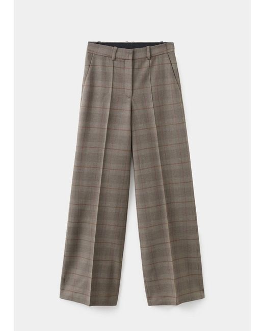 Mango Natural Wool-Blend Check Trousers