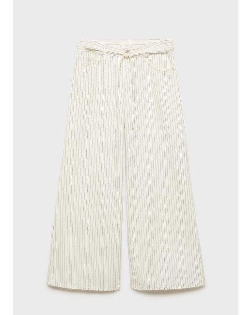 Mango Gray Wide Leg Jeans With Stripes And Belt