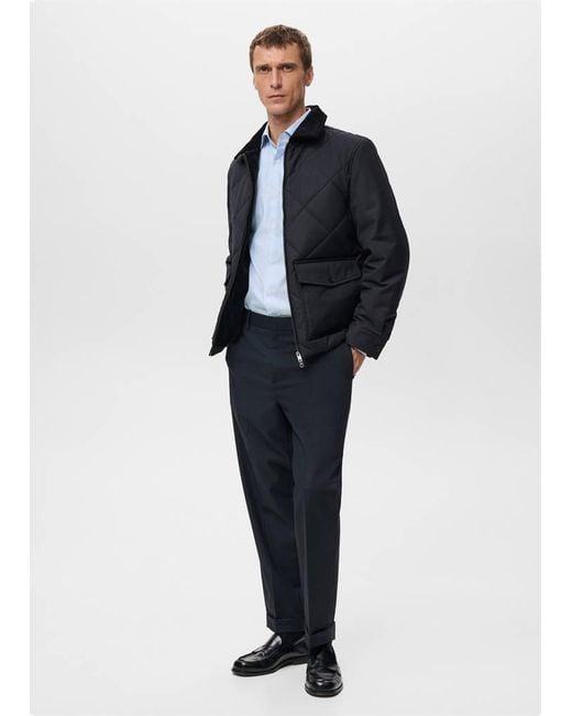 Mango Blue Quilted Water Repellent Jacket for men