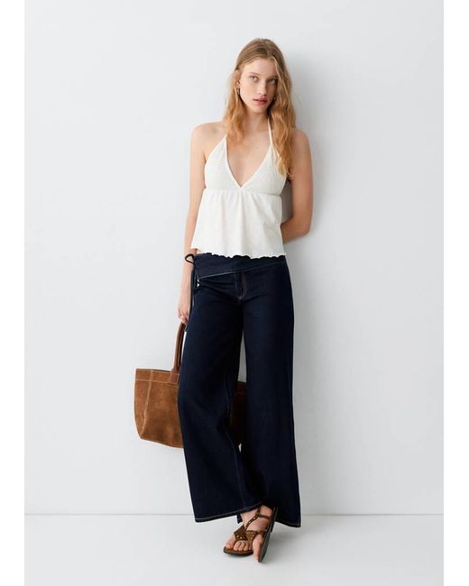 MANGO TEEN White Ruched Open-Back Top