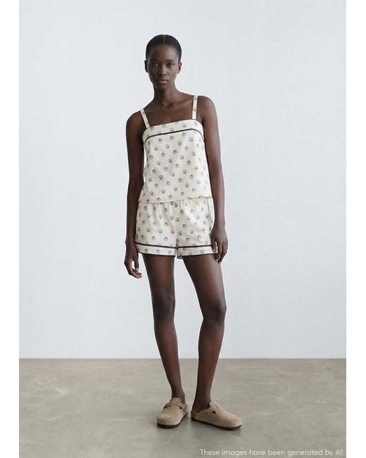 MANGO TEEN White Printed Short Pyjamas