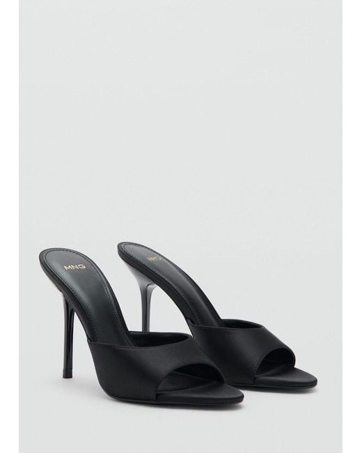 Mango Black Satin High-Heeled Sandal