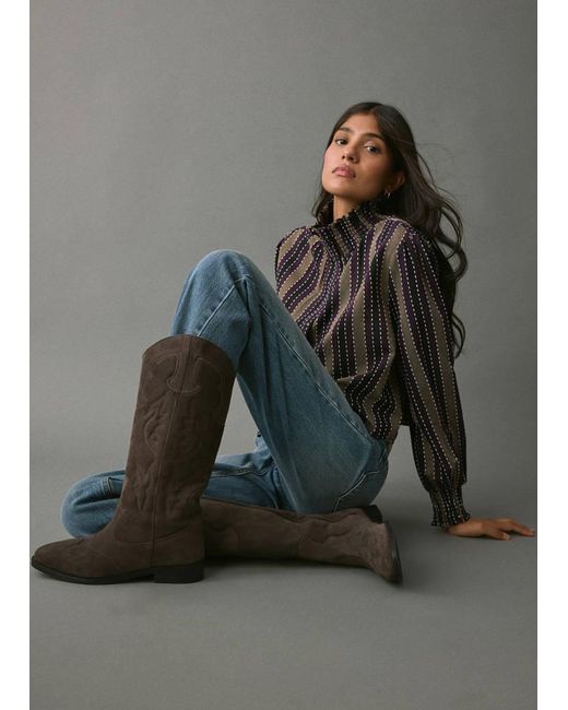 MANGO TEEN Gray Leather High Boots