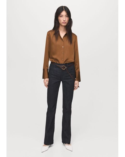 Mango Multicolor Satin Finish Flowy Shirt