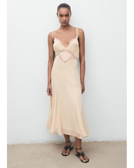 Mango Lace Camisole Dress in Natural | Lyst