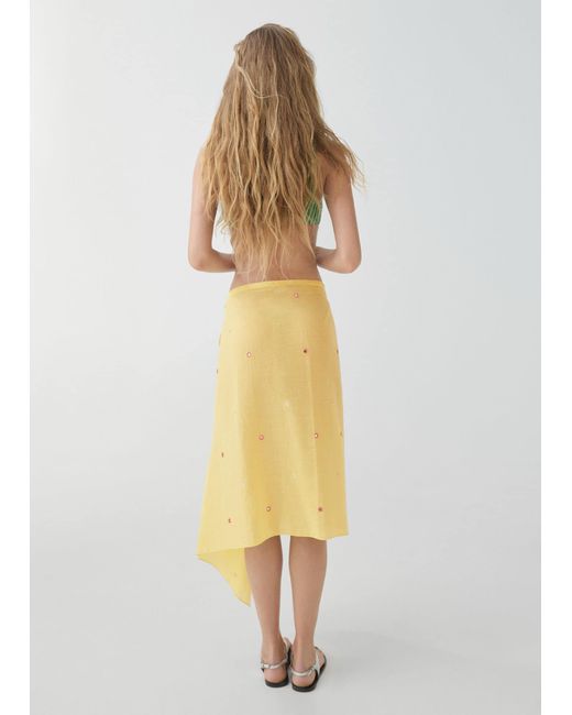 Mango Yellow Pareo Skirt With Embroidered Details Pastel