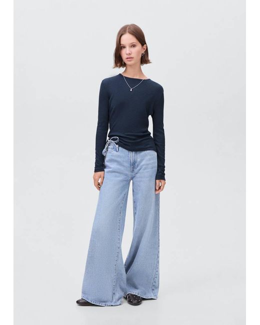 MANGO TEEN Blue Long-Sleeved Knitted T-Shirt