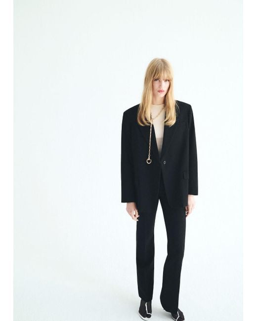 Mango Blue Mid-Rise Flare Trousers