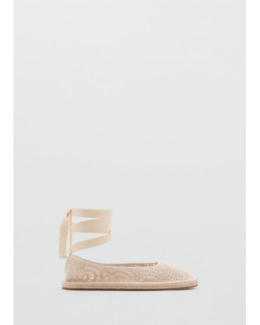 Mango Natural Crochet Ballet Flats