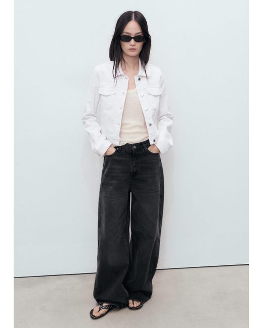 Mango White Pockets Denim Jacket