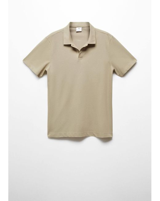 Mango Natural Cotton Piqué Polo Shirt for men