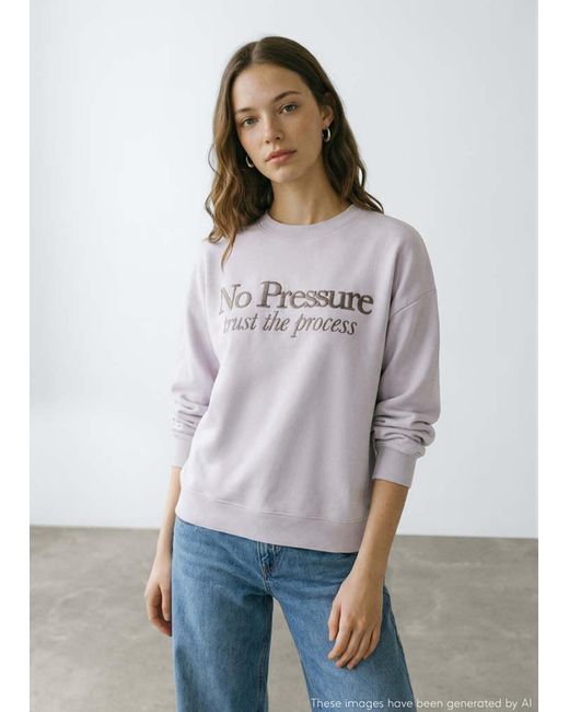MANGO TEEN Gray Cotton Sweatshirt With Text