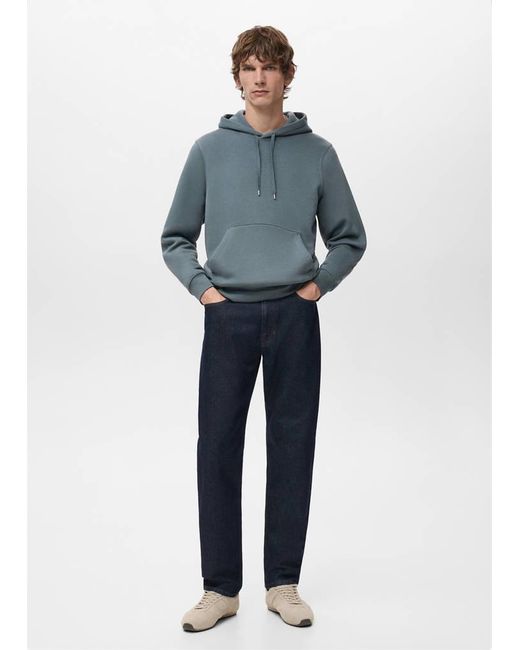Mango Blue Hoodie With Soft-Touch Interior for men