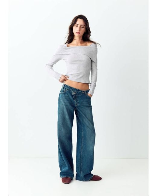 MANGO TEEN Blue Cotton Turtle Neck Sweatshirt