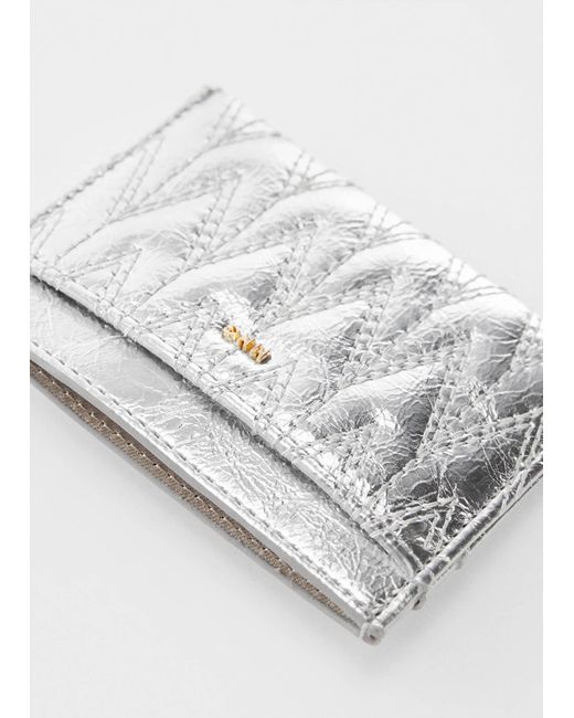 Mango White Quilted Cardholder With Logo