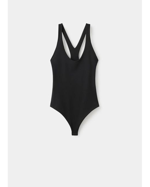 Mango Gray Fitted Bodysuit With Open Back
