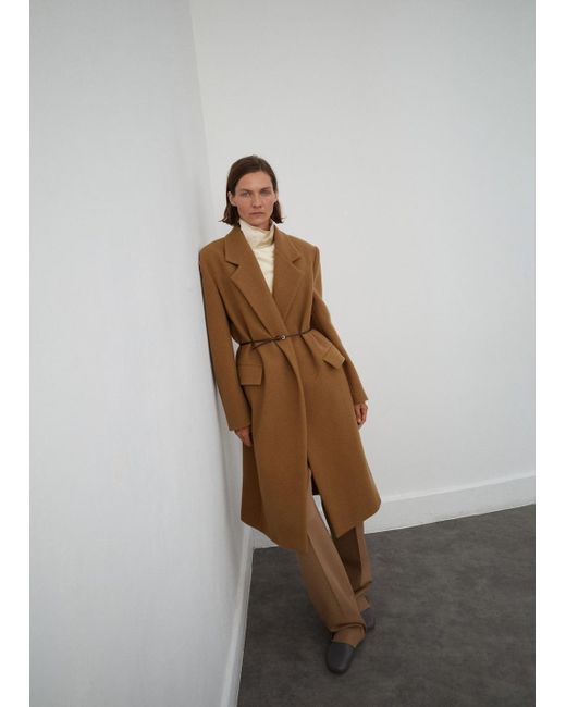 Manteau En Laine À Revers Marron Moyen Mango Lyst