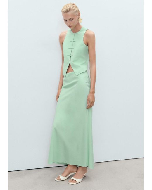 Mango Green Linen-Blend Suit Waistcoat