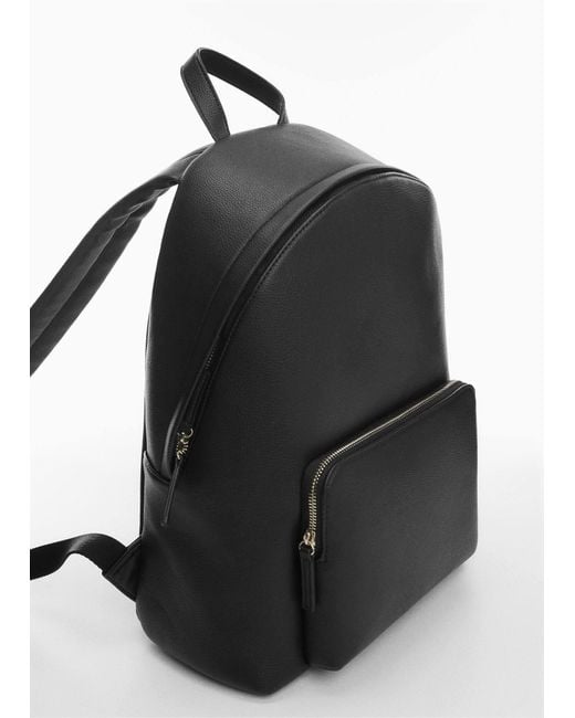 Mango Black Leather-effect Backpack for men