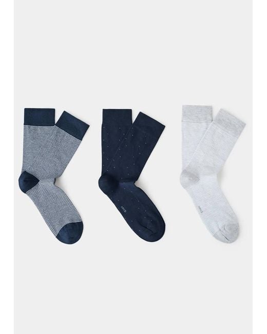 Mango Blue 3 Pack Mixed Socks for men