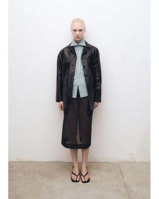 Mango Multicolor Short-Sleeved Striped Cotton Shirt