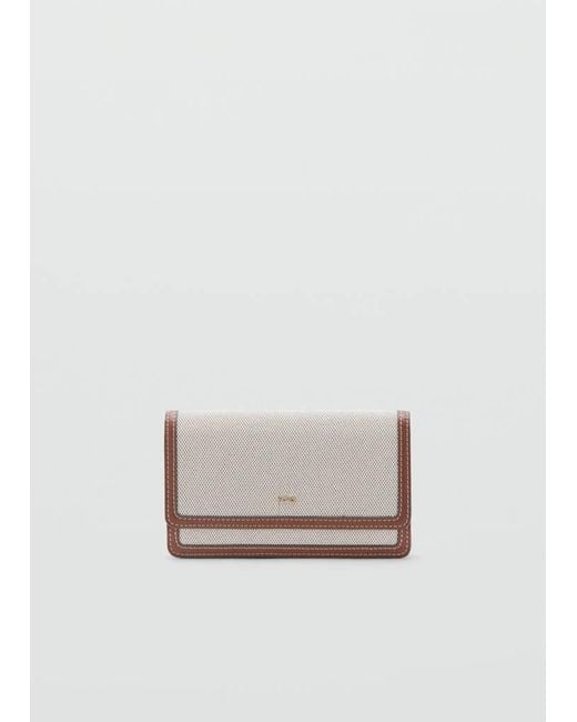 Mango White Canvas Wallet With Contrasting Flap
