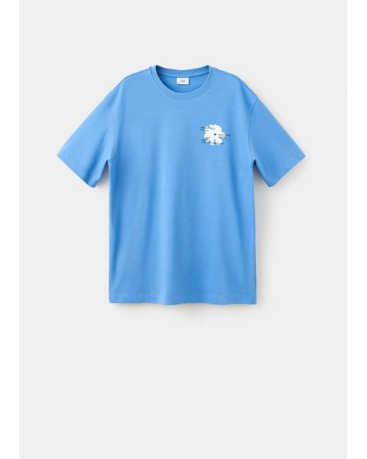 Mango Blue 100% Cotton Printed T-Shirt for men