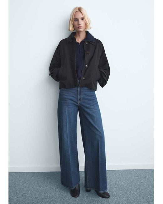 Mango Blue High-Waisted Wideleg Jeans