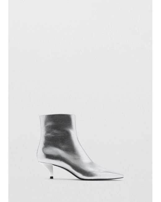 Mango Black Metallic-Effect Pointed-Toe Boots