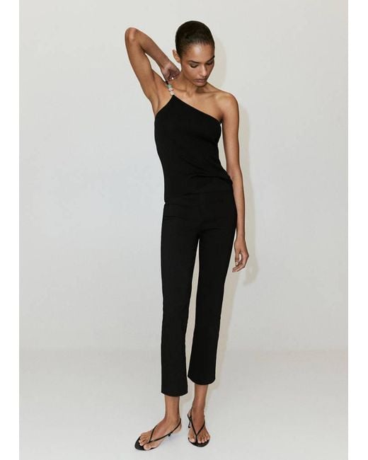 Mango Black Knit Asymmetric Top