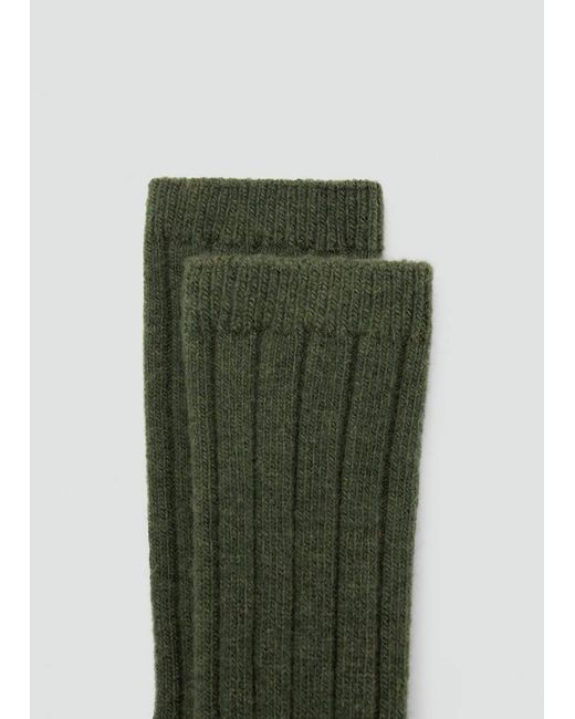 Mango Green Ribbed Wool Blend Socks