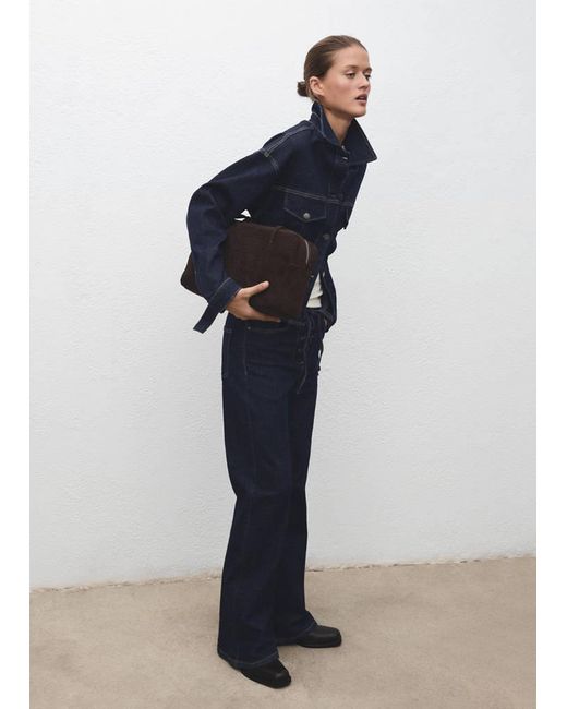 Mango Blue Flared Jeans With Drawstrings