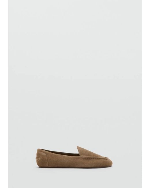 Mango White Suede Loafers