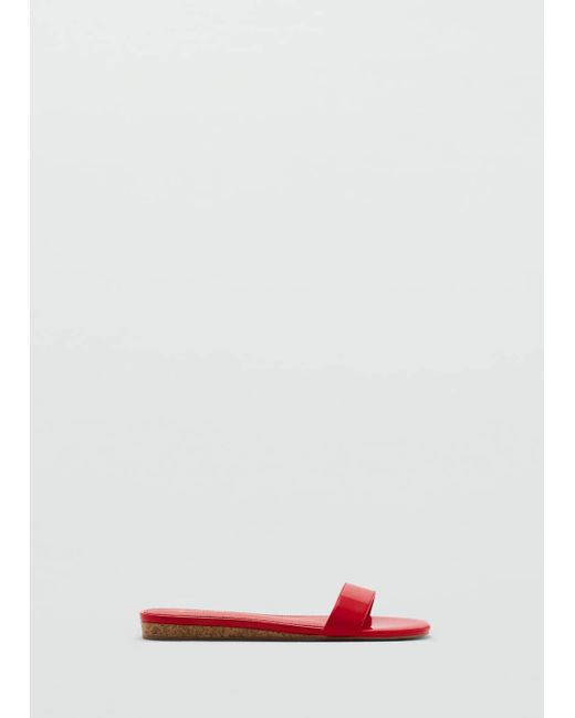 Mango Red Patent Leather-Effect Flat Sandals