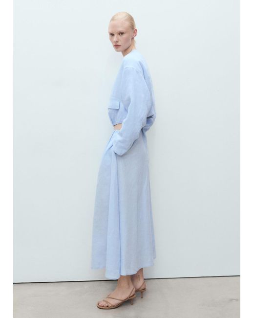 Mango Blue Leinenrock Mit Faltendetail