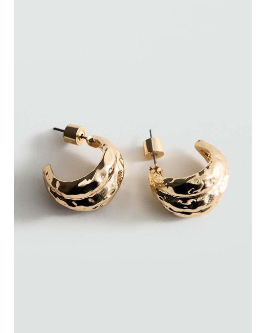Mango Metallic Embossed Semi-Hoop Earrings