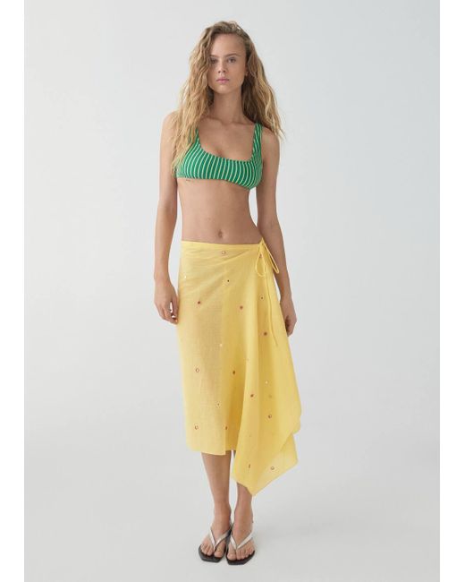 Mango Yellow Sarong Skirt With Embroidered Details Pastel