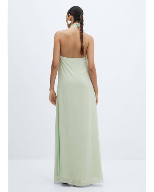 Mango Green Halter-neck Open-back Dress