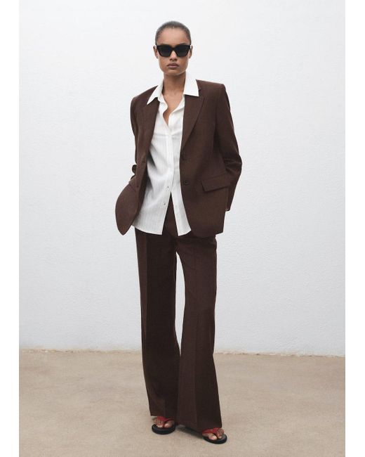 Mango Brown Lyocell Suit Jacket