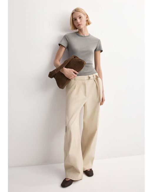 Mango Natural Washed-Effect Cotton T-Shirt