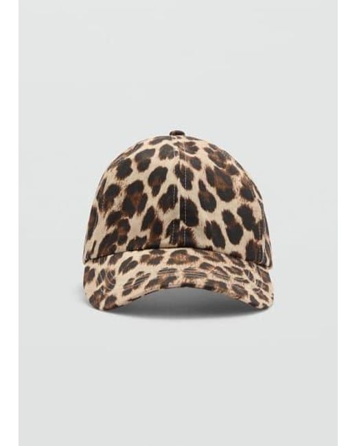 Mango White Leopard Print Cap