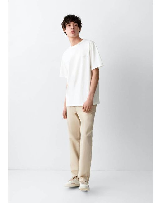 MANGO TEEN White Printed Cotton-Blend T-Shirt for men